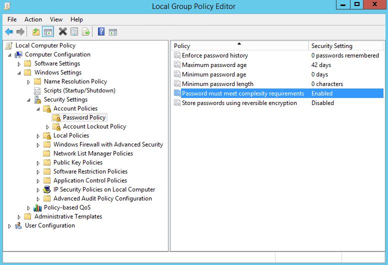 policy bỏ mật khẩu phức tạp
